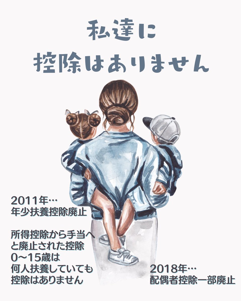 888_arigatou's tweet photo. しつこくてごめんだけど、年少扶養控除がないのはやっぱりおかしいと思うんだよ。所得制限で基礎控除や配偶者控除の一部廃止もおかしいよね。人的控除だよ。最低限の生活費には課税しないってことになってるんだよ。それが控除0円ってなんなんだよ。 https://t.co/Y0Q1pwUczA