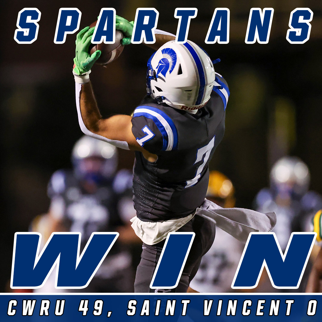 CWRU Football (5-0) def. Saint Vincent (1-5), 49-0   

Fromberg: 22-28, 281 yds, 4 TDs, 1 run TD
A. Kavcic: 60 yds, 1 TD
Coyne: 6 rec, 61 yds, 2 TDs
Angello: 5 rec, 60 yds
Tong: 1.5 sks
Busch: 6 tkls, 2.0 TFL, 1 sk

CWRU outgains SVC 529-97 in the shutout 

#CWRU #BlueCWRU #d3fb