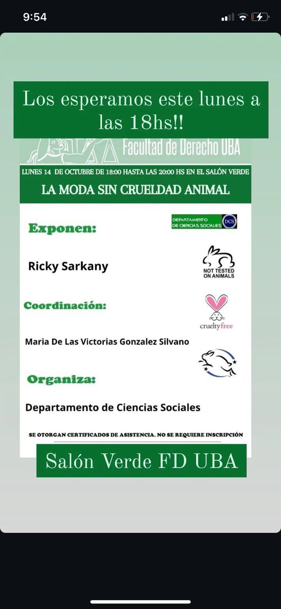 Este lunes a las 18hs los esperamos en el Salón Verde de la FD UBA. Es abierto al público general, gratuita y se entregan certificados de asistencia.