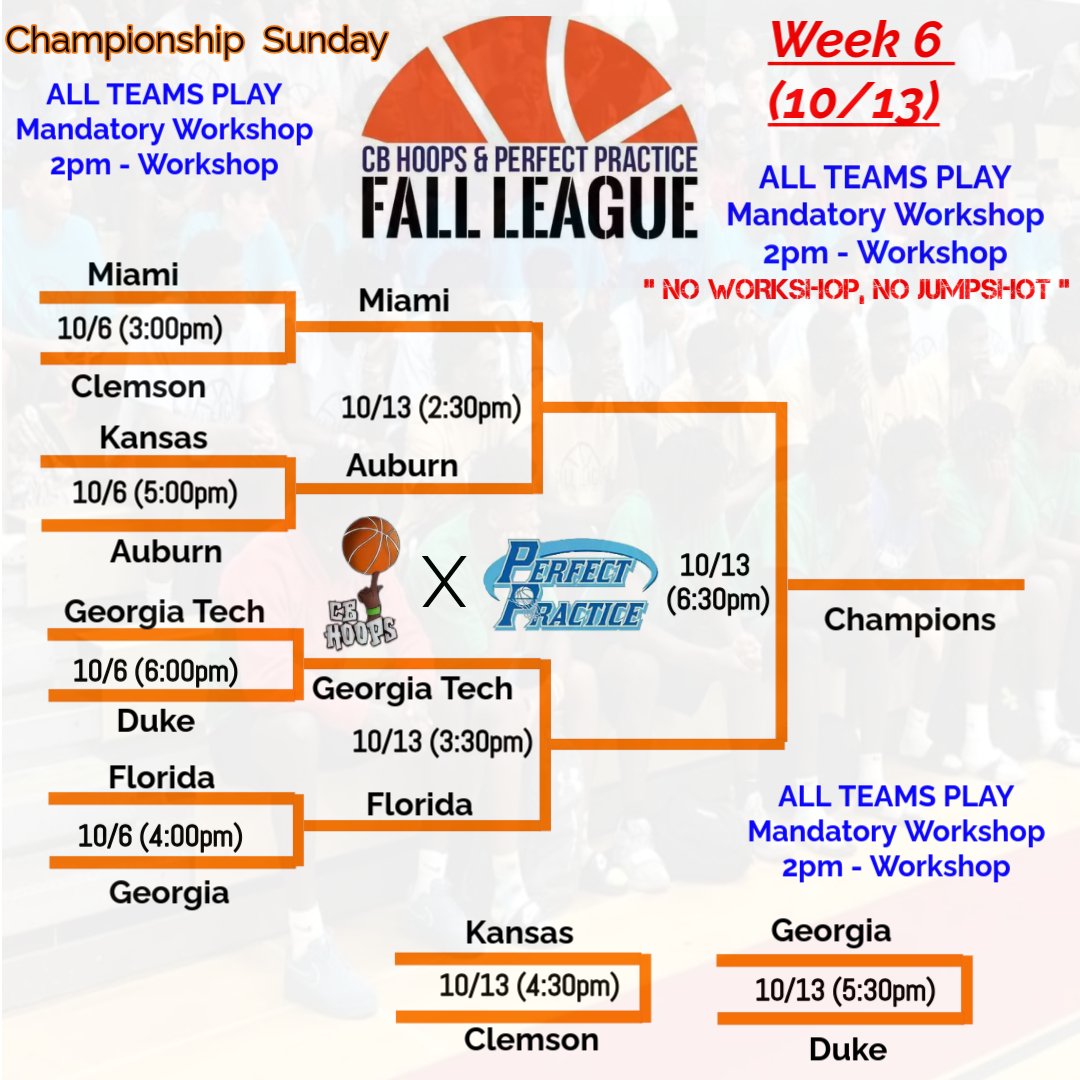 We will not provide live stream for <a href="/CoachCBlack/">Corry Black</a>  &amp; <a href="/Perfectionhoops/">Perfect Practice</a>  Championship Sunday!!  The only way to see these great games is to be in the building!!!