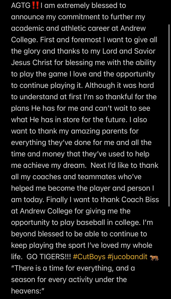 Extremely blessed!!! AGTG! <a href="/AndrewTigersBSB/">Andrew College Baseball</a> <a href="/ajbiss28/">Adam Biss</a> <a href="/HowDoYouServe/">Service Baseball</a> <a href="/NBSbaseball/">Nelson Baseball School</a> @MikEwingRSA <a href="/BaseballEFHS/">East Forsyth Baseball</a>
