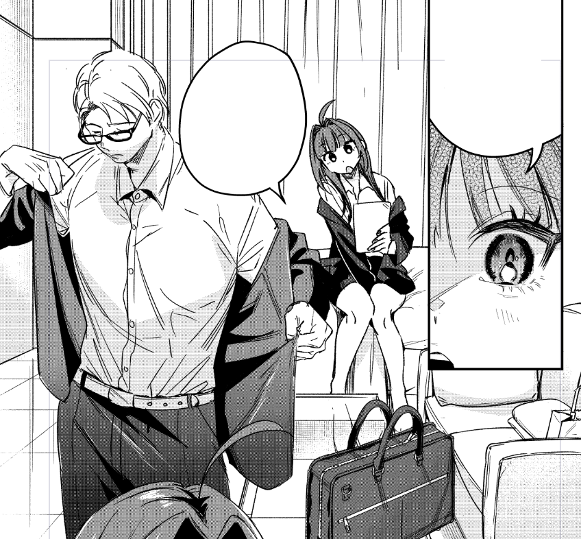 「年下ギャル♀✖️やつれ顔おじ♂」という組み合わせにハマっております…(新作進捗) 