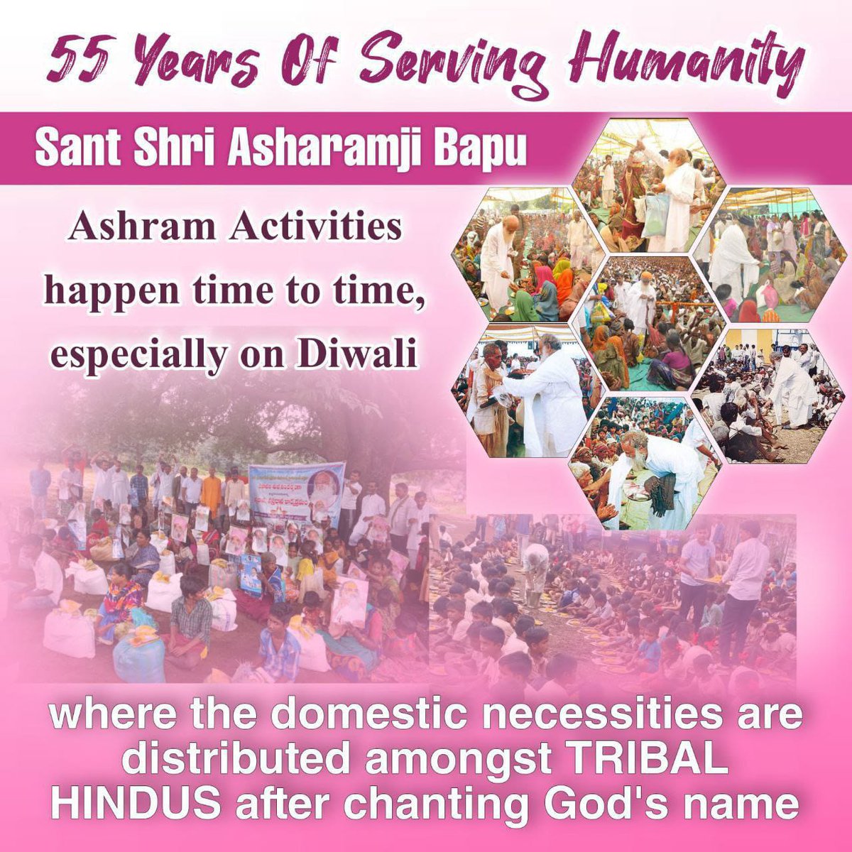 Some of the #SelflessService initiatives by Sant Shri Asharamji Bapu : 👇

1⃣. Bhajan Karo, Bhojan Karo, Dakshina Pao was started decades ago at locations that were hotspots for conversions by missionaries.

2⃣. Hundreds of Gaushalas are run by the Ashram. Gau matas that are sold