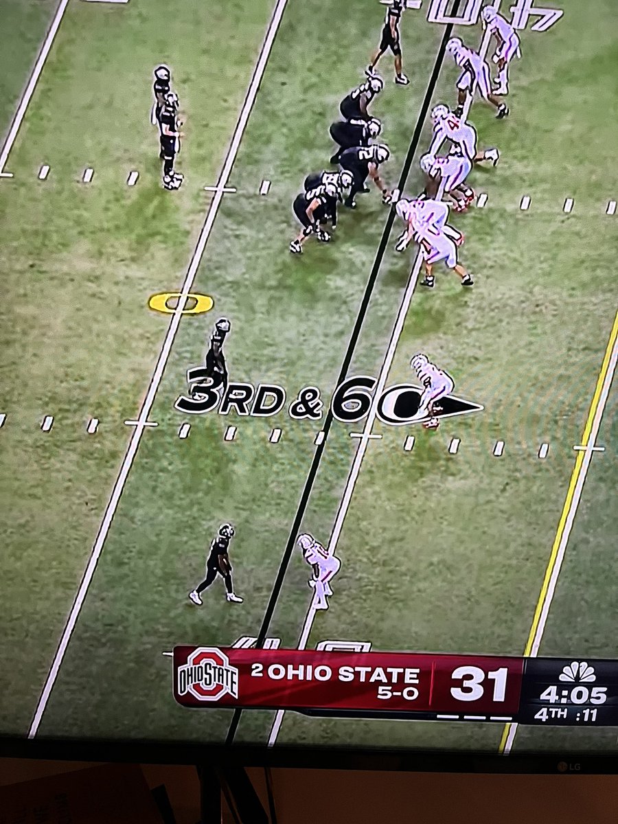 towen03's tweet photo. First&amp;100? Third&amp;60? Ducks cannot fly in Eugene 

#ESPN #OSUvsOregon https://t.co/Wtz9fkdF7o