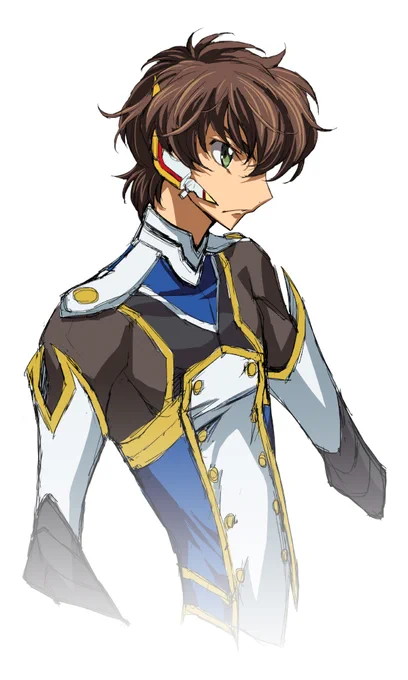 コミカライズ版『コードギアス 復活のルルーシュ』最新第5巻発売中!よろしくお願いします!! #コードギアス #復活のルルーシュカバーイラストのスザクも実は身体まで完成させた後、ルルーシュと重なるところで下の方を消して使用しています。 