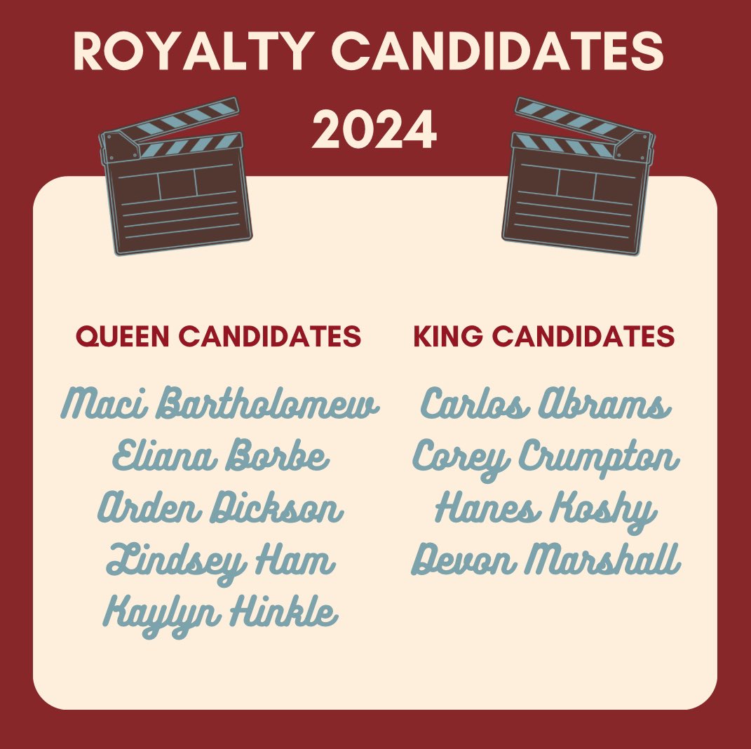 We’re so excited to shine a spotlight on our 2024 Homecoming Court!🍿