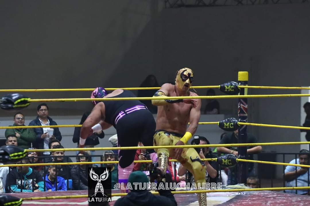 LaTijeraLucha's tweet photo. El Toreo, sólo una noche más vive su clásico con el duelo recio de familias entre la #DinastiaAlvarado y #DinastiaImperial, donde en lucha sangri3nta y donde las máscaras se rompen #BrazoDeOroJr y #BrazoCelestial caen ante el “colmillo” de #DifuntoI y #VillanoVJr,que aprovecharon https://t.co/w8SgmGKVc5
