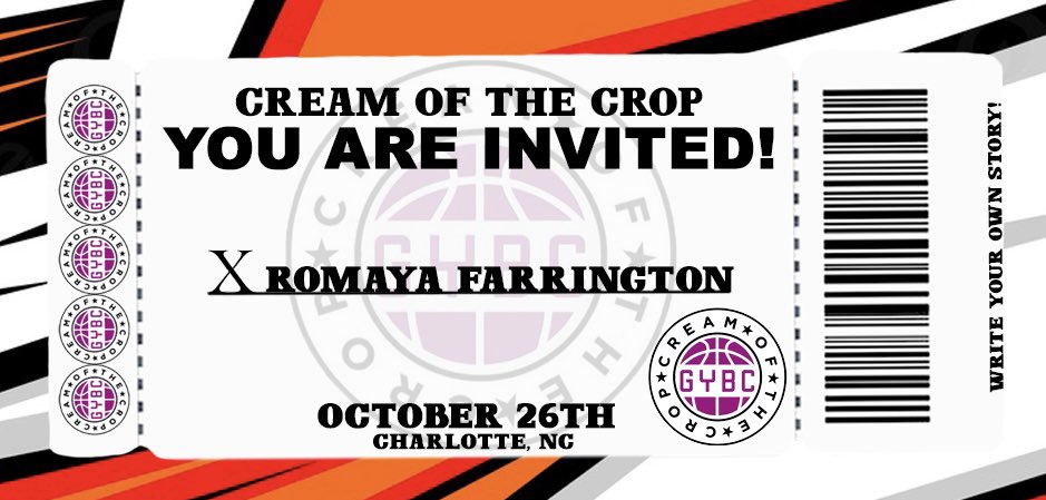 Class of 2029 Reach Basketball (AZ) Romaya Farrington has been INVITED to GYBC Cream of the Crop.