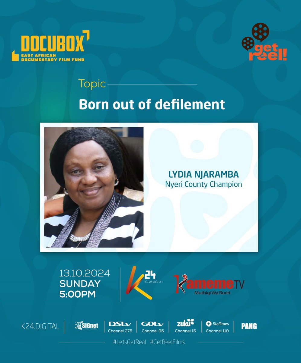 K24Tv's tweet photo. This week on #LetsGetReel, we’re shedding light on the difficult and heartbreaking challenges faced by children born from defilement.
It’s a conversation that matters. Join us today at 5:00 PM on #K24TV or stream live at https://t.co/zykREUw85Z!
#LetsGetReal #GetReelFilms #K24TV