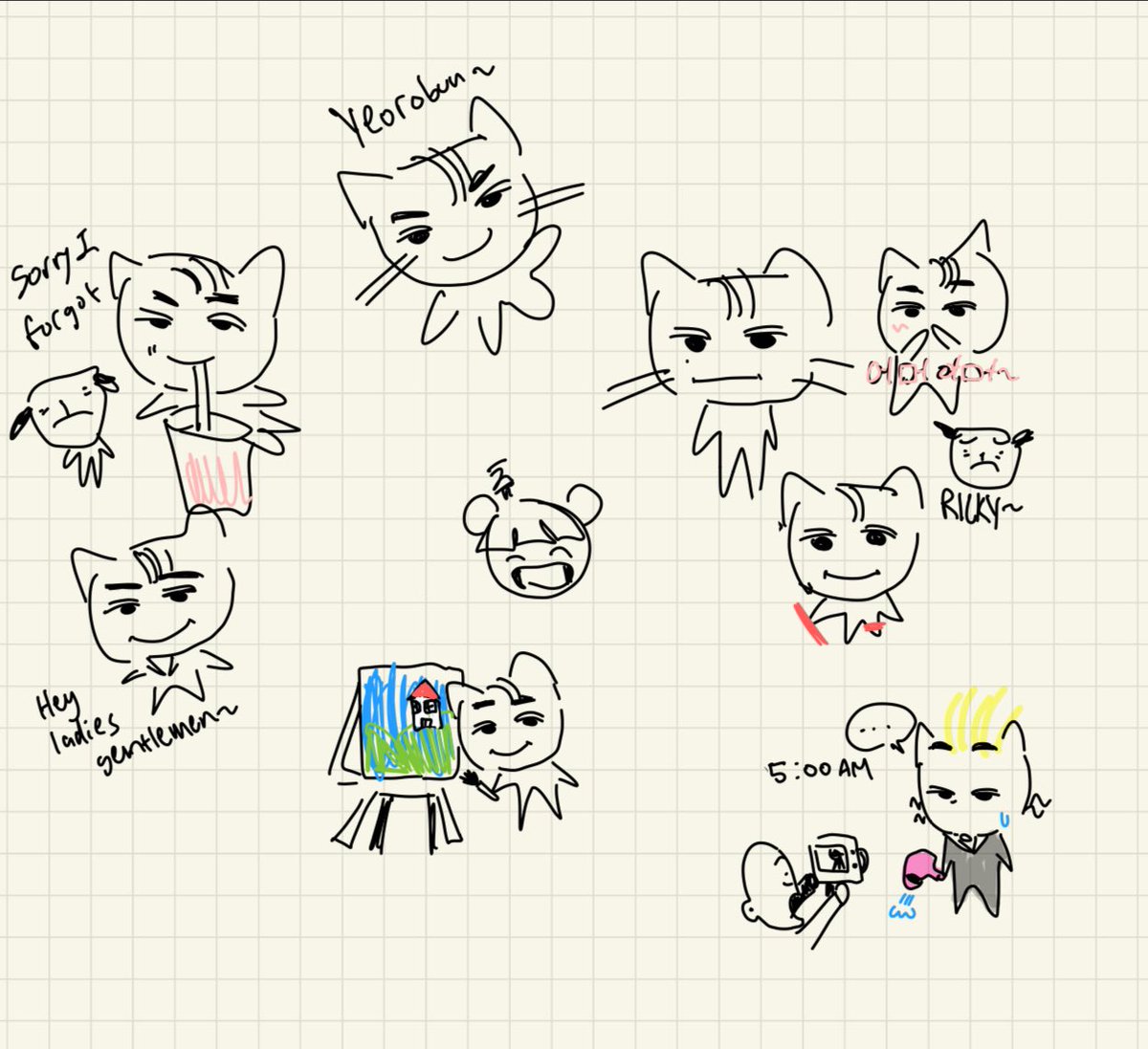 monkeysticker7's tweet photo. Ricky debut era goodnotes doodles when I was meant to be doing math ft. Gyuvin and chuu #zb1fanart https://t.co/hYdaS8lZI5