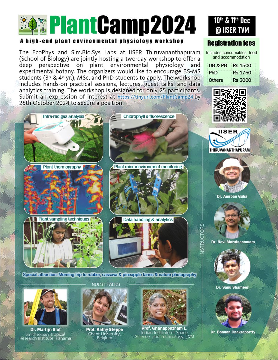 Anirban Guha (@guha_anirban18) on Twitter photo Join our 'PlantCamp 2024' - an exclusive, two day ecophysiology workshop <a href="/tvmiiser/">IISER Thiruvananthapuram</a> on Dec 10-11, 2024. Experience 'ecophysiology in action' amidst the scenic splendor of misty hills and remarkable rainforest. Please, submit an expression of interest to secure a place by Oct 25. Join our 'PlantCamp 2024' - an exclusive, two day ecophysiology workshop <a href="/tvmiiser/">IISER Thiruvananthapuram</a> on Dec 10-11, 2024. Experience 'ecophysiology in action' amidst the scenic splendor of misty hills and remarkable rainforest. Please, submit an expression of interest to secure a place by Oct 25.