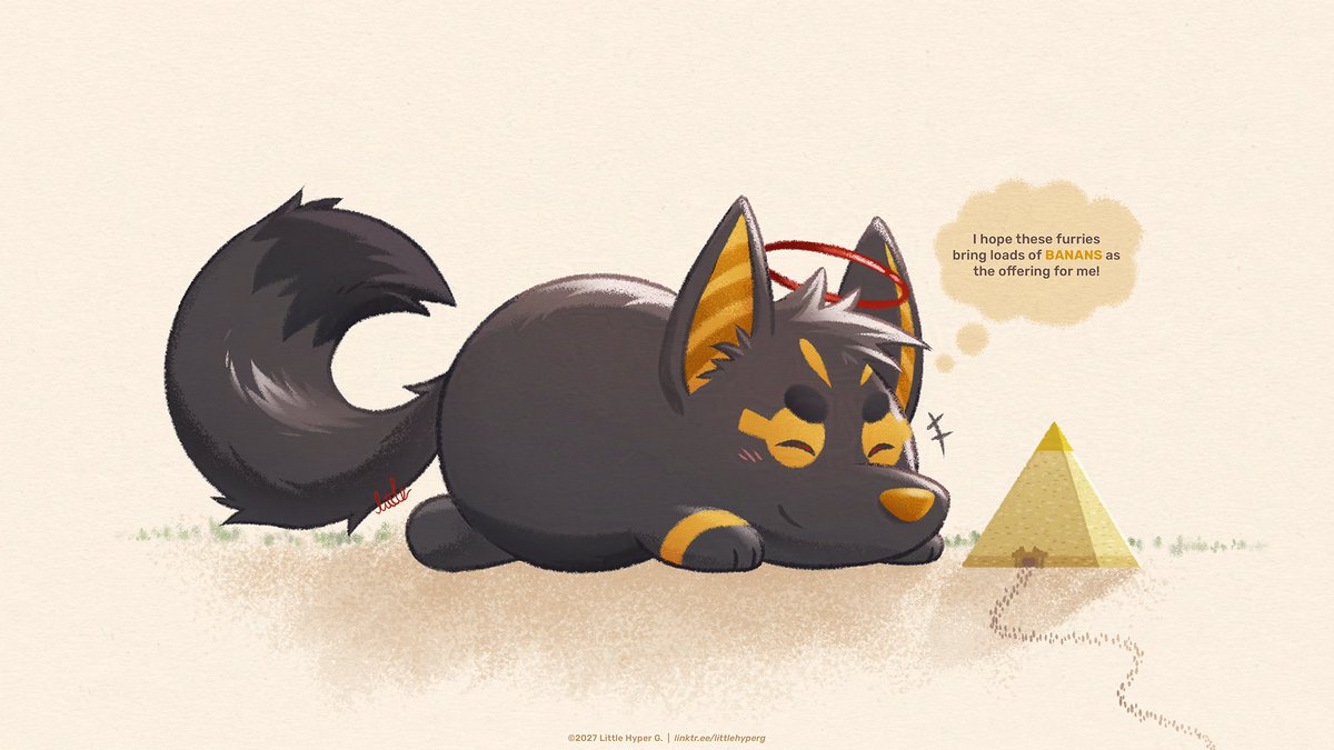 As his number of disciples grows, so does his amount of banana offerings! 🍌✨
Are you also diligently contributing to his chonkiness by offering Banan to Unabis? 😆

#Furry #SuperAnimalRoyale #Anubis