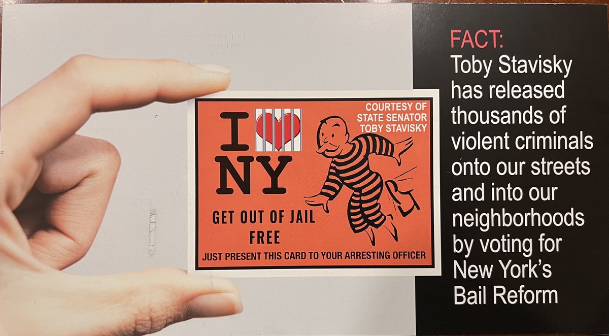 YiatinforNY's tweet photo. Arriving in mailboxes throughout eastern Queens — postcard featuring incumbent Toby Ann Stavisky’s bail reform. She helped release thousands of violent criminals onto our streets.
==> I’ll bring real change in Albany.
#FixBailReform #ItsTimeForChange https://t.co/5wEZl0XiPm