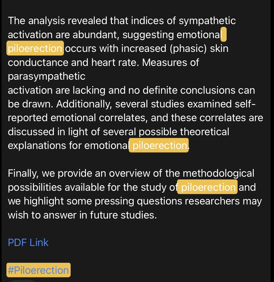 F_K_Factor's tweet photo. The physiological study of emotional piloerection: A systematic review and guide for future research
https://t.co/dgzooYDQLl
https://t.co/fMG5FuegQw
#Piloerection https://t.co/VwV6yogLd8