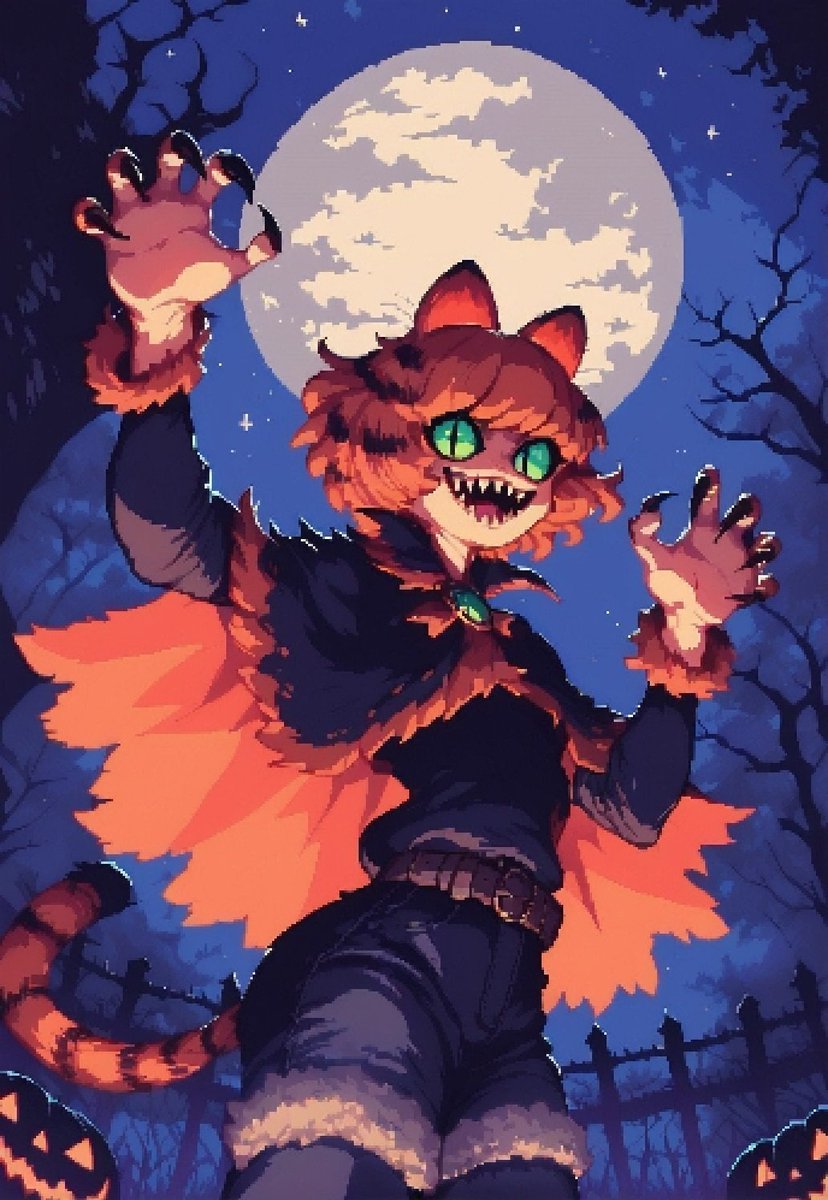 Happy (early) Halloween! - Garfield (Gijinka)
"The real terror? No lasagna in sight!" ~ G

🔮 Garfield LORA: By freckledvixon - Civitai 🔮
💜 Prompt: https://civitai .com/images/33788681 💜
#AIart #fanart #garfield #gijinka #Halloween