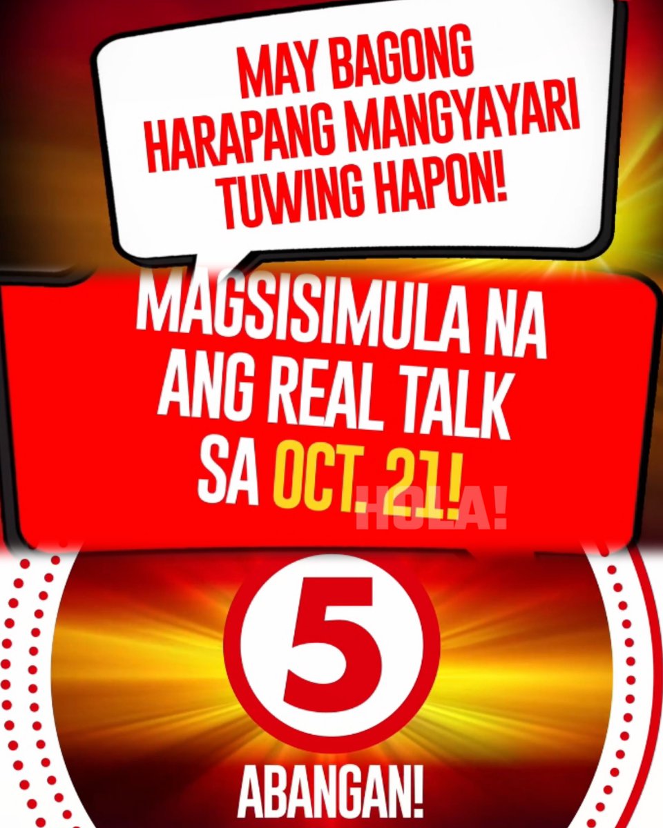 holaphofficial's tweet photo. Mapupuno ng tensyon ang bawat hapon dahil magsisimula na ang bago at real talk na harapan! Abangan simula OCTOBER 21 sa #HaponChampionTV5. https://t.co/TWnTiEkWzA