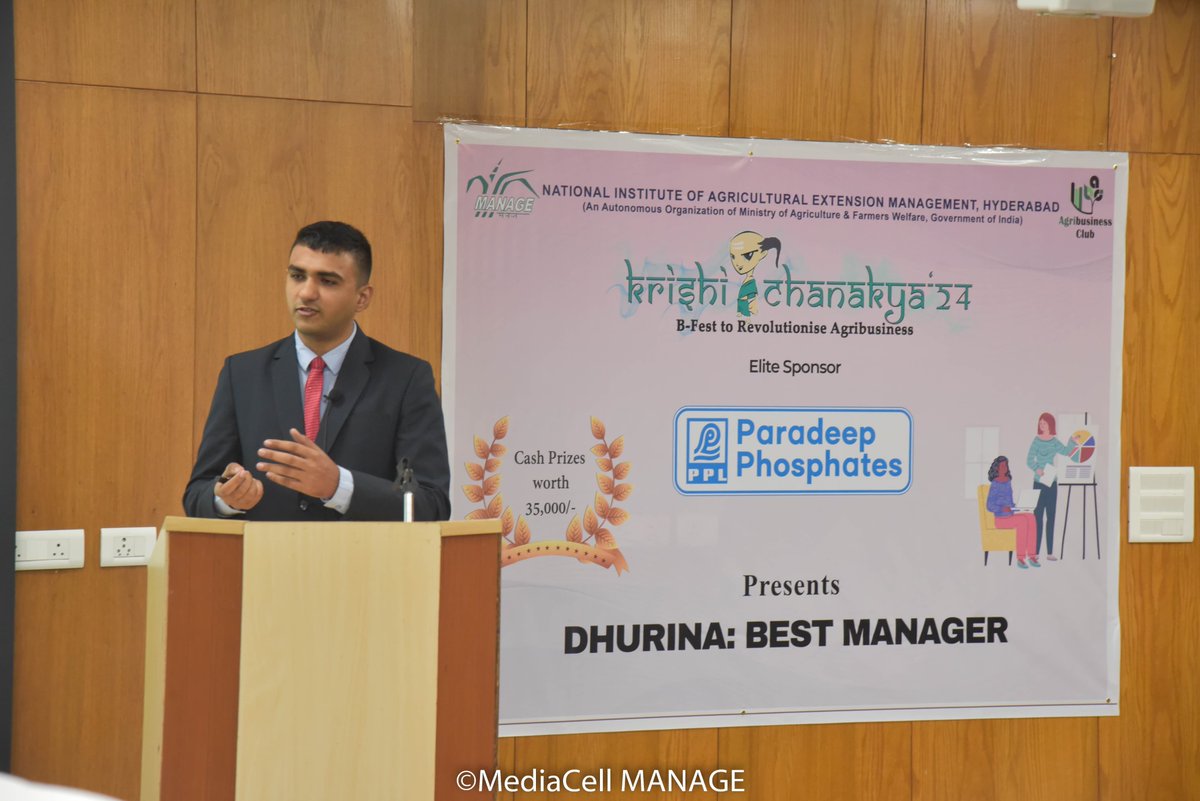ABC_MANAGE's tweet photo. Dhurina - The Best Manager! 
Supported Paradeep Phosphates Limited, is a one-of-a-kind competition that took place on 15th September at the MANAGE, Hyderabad campus. https://t.co/yjsSDPUITi