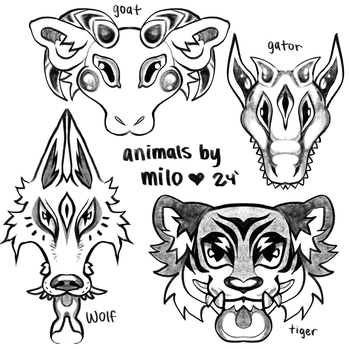 some half assed tattoo flash i created before bed im struggling to not rush my portfolio lol