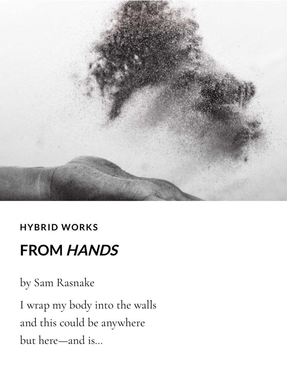 We’re pleased to feature these intriguing hybrid pieces by Sam Rasnake, including “Awkward Sonnet(s),” and others from “Hands,” in our Issue 11 of Harpy Hybrid Review, harpyhybridreview.org.