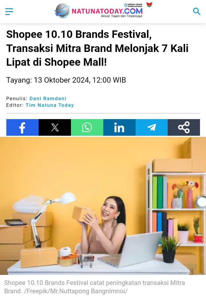 pusatberitacoid's tweet photo. Shopee 10.10 Brands Festival, Transaksi Mitra Brand Melonjak 7 Kali Lipat di Shopee Mall!

Baca selengkapnya di :
https://t.co/nK5hO1xoeu https://t.co/mrf5FdsDSR