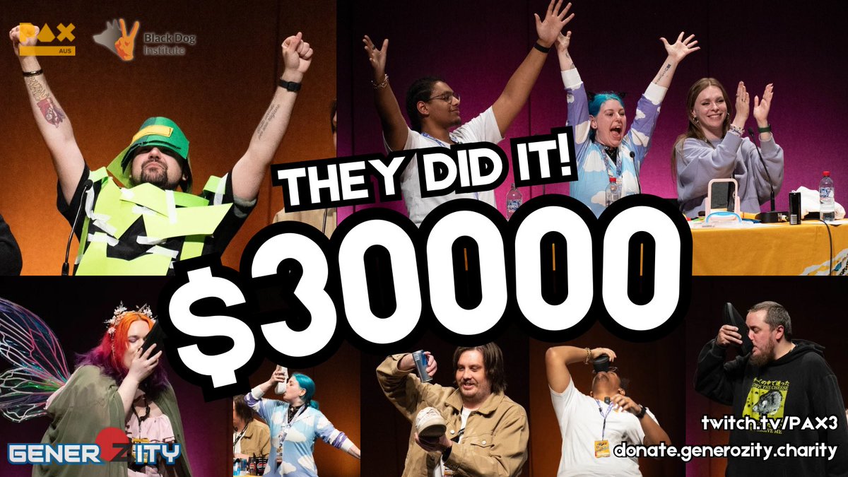 GenerOZity's tweet photo. Scuffed Trivia helped us hit a new donation milestone AND the record for most amount of shoeys had on the GenerOzity Wombat Theatre stage 👞 
Donate here: https://t.co/16OvaZhndW
Watch here: https://t.co/322BhZ5JJh https://t.co/X8DgQ0m2eS