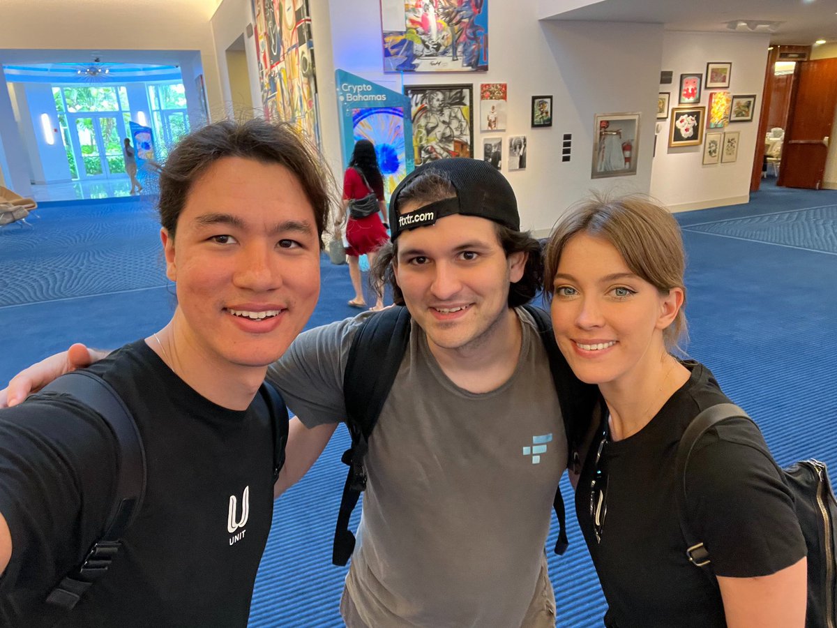 FTX founder/CEO, Sam Bankman Fried at the Crypto Bahamas Conference in  Nassau in April 2022, with Unit Network co-founder, Kat Miroshnikova. Week  after cycling from Paris to Amsterdam. Met up with Sam,