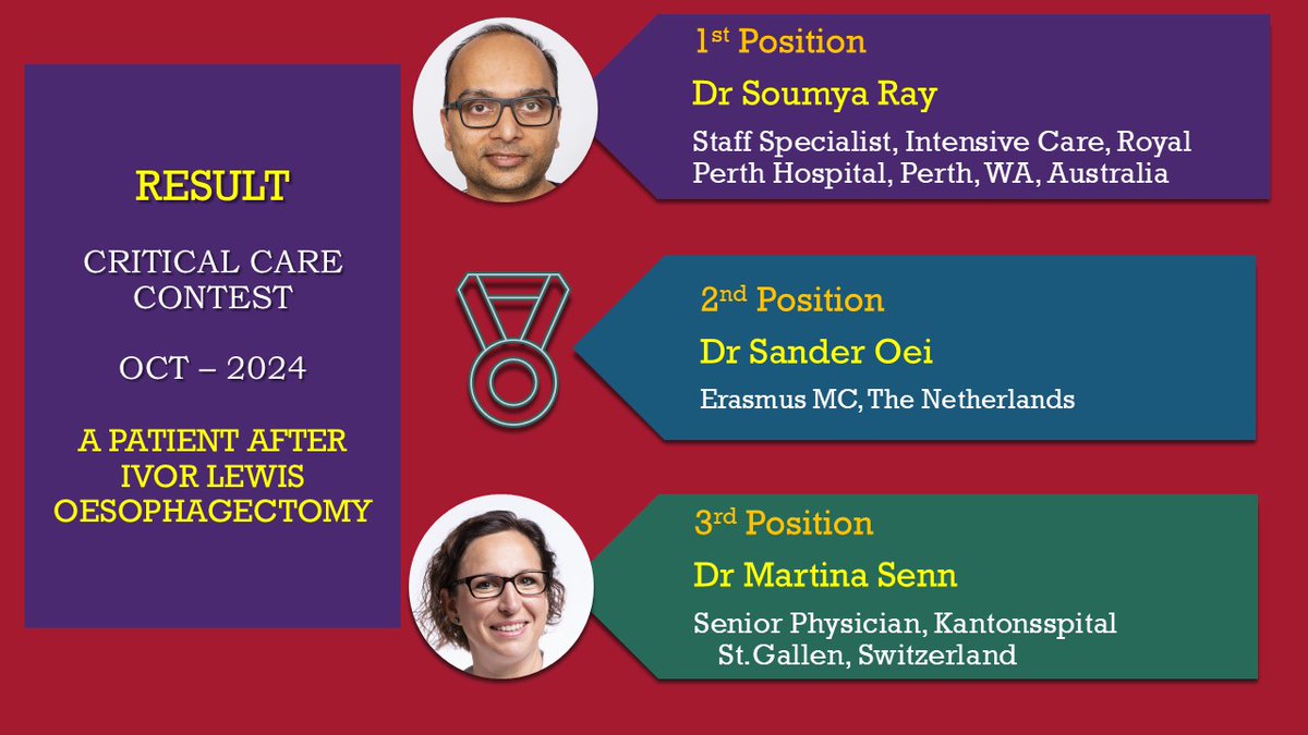 SumeshArora8's tweet image. Result gotheextramile.com Critical Care Contest - A patient after Oesophagectomy.