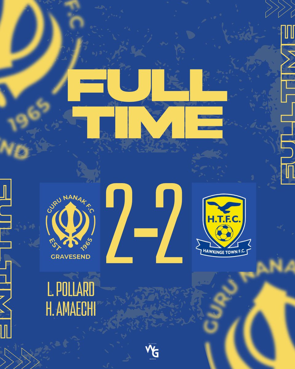 Guru Nanak FC (@gurunanakfc) on Twitter photo FULL TIME ⌛️
A draw in the league against <a href="/HawkingeTownFC/">Hawkinge Town F.C.</a> 👆🏻
L. Pollard ⚽️
H. Amaechi ⚽️
L. Pollard 🅰️
M. Arthey 🅰️
MOTM: M. Arthey 🏆
#gurunanakfc FULL TIME ⌛️
A draw in the league against <a href="/HawkingeTownFC/">Hawkinge Town F.C.</a> 👆🏻
L. Pollard ⚽️
H. Amaechi ⚽️
L. Pollard 🅰️
M. Arthey 🅰️
MOTM: M. Arthey 🏆
#gurunanakfc
