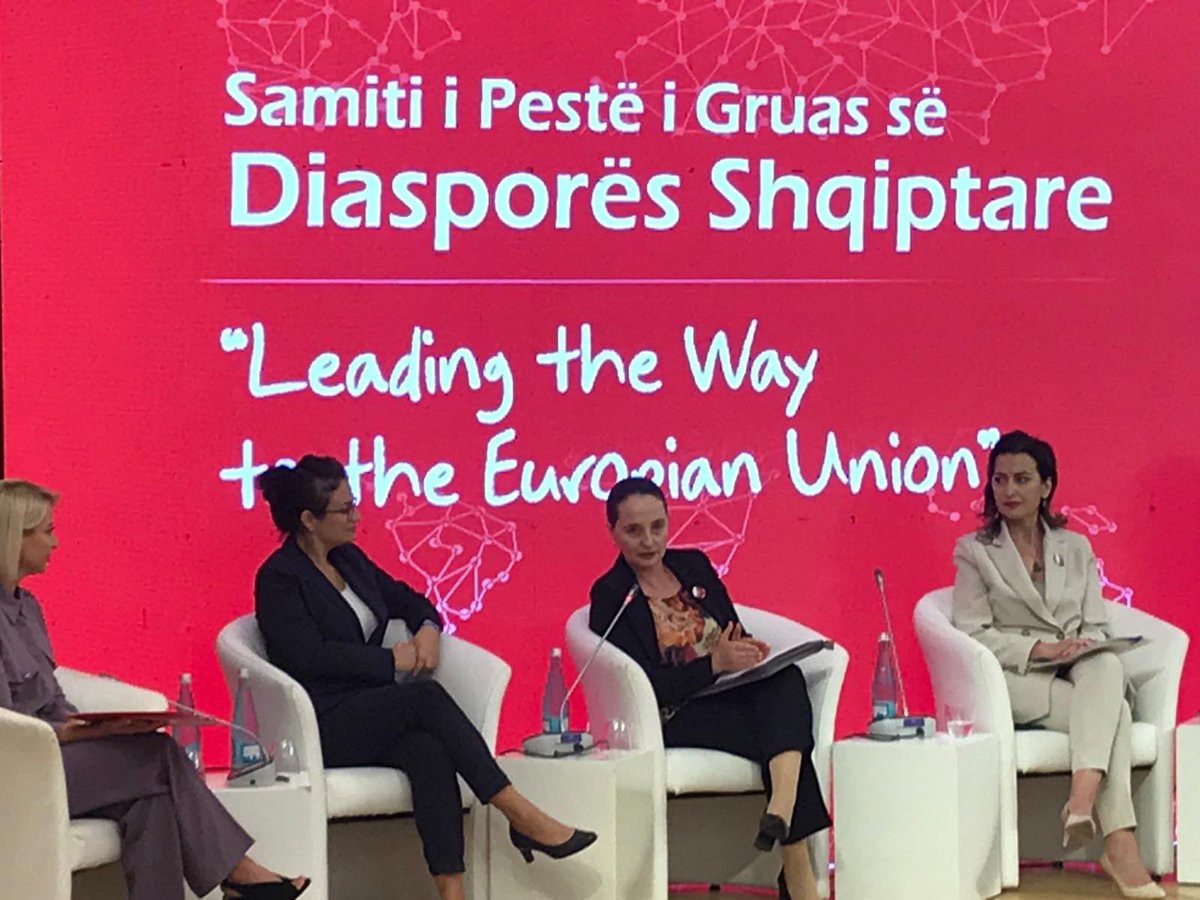 CatherineSuard's tweet image. Very impressed by the 5th Albanian 🇦🇱#Diaspora #Woman 🚺 Summit, with the support of @AlbanianDiplo. Very relevant thematic on #EUIntegration 🇪🇺 &amp;amp; passionate lecture from @lindaramaal 
👏🏻 to all organisers #WomanEmpowerment #FeministDiplomacy 
#EconomicDiplomacy