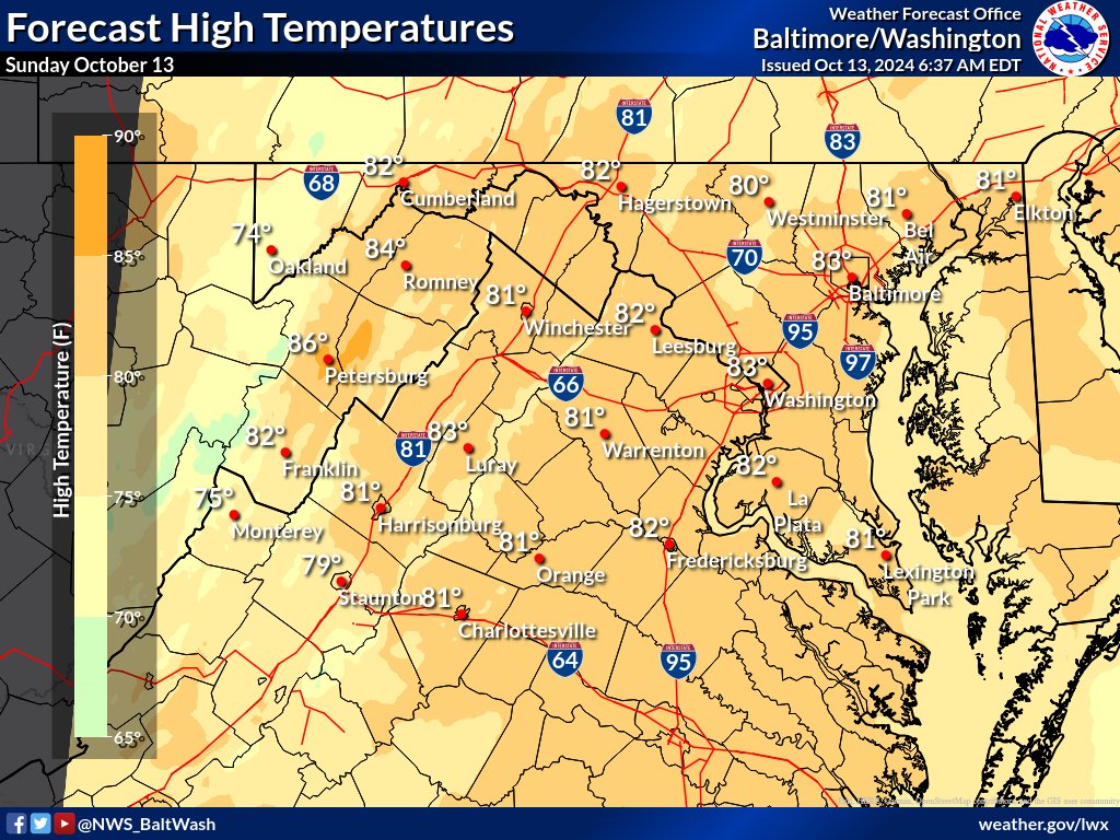 NWS_BaltWash's tweet image. Today will be most sunny and warm as a gusty south wind develops. A few showers and thunderstorms are possible over the Allegheny Mountains late this afternoon into the evening.