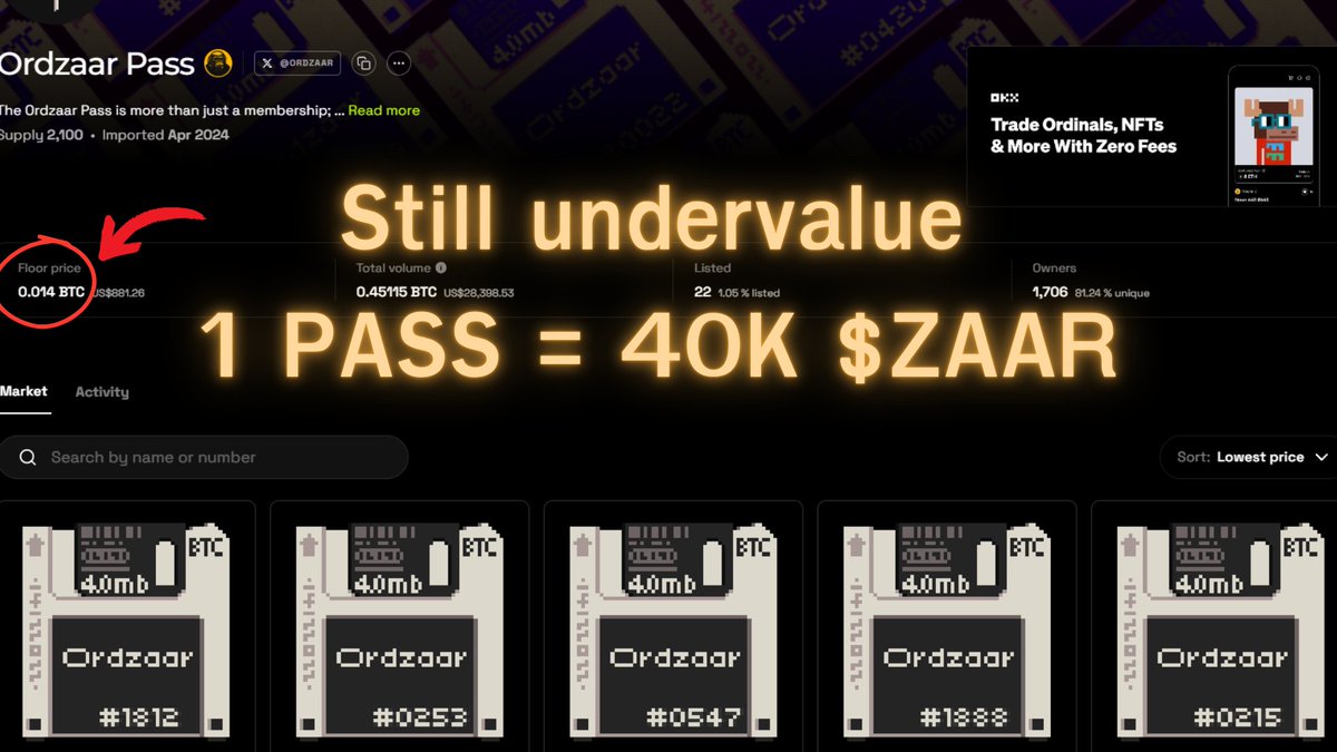 Skyfall.monad.ink.lvlð (@jarnyun) on Twitter photo "Undervalued gem alert! ðĻ Hold this NFT and claim 40k $ZAAR. Get in before itâs too late! ð 
#ZAAR <a href="/ordzaar/">Ordzaar</a> #OrdzaarPass #NFT #CryptoNews "Undervalued gem alert! ðĻ Hold this NFT and claim 40k $ZAAR. Get in before itâs too late! ð 
#ZAAR <a href="/ordzaar/">Ordzaar</a> #OrdzaarPass #NFT #CryptoNews