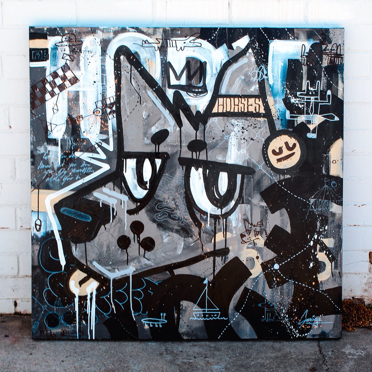Blueroooo's tweet photo. "Oliver" 2024
Acrylic, Alcohol Markers, Spray Paint on Canvas
1015mm x 1015mm
#dog #bluehealer #wolf #canberraart #canberraartist #acrylic #animals #graffiti #doodles #graffiti #streetart https://t.co/vWmgs0PfW4