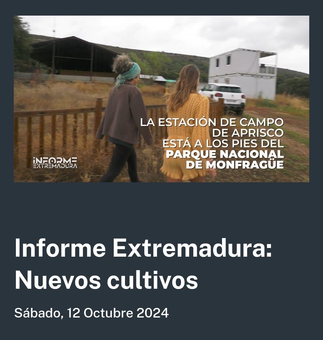 Estación Experimental Aprisco (@apriscoc) on Twitter photo En <a href="/cextremadura/">Canal Extremadura</a> presentando algunas de nuestras líneas de investigación - ensayos de nuevas variedades de legumbres (con #GZPK), experimentos de diversificación de cultivos (con <a href="/BiodiversosU/">biodiversos.urjc</a>) y conservación de parientes silvestres de cultivos (con <a href="/IICG_URJC/">IICG-URJC</a>) - min 43+ En <a href="/cextremadura/">Canal Extremadura</a> presentando algunas de nuestras líneas de investigación - ensayos de nuevas variedades de legumbres (con #GZPK), experimentos de diversificación de cultivos (con <a href="/BiodiversosU/">biodiversos.urjc</a>) y conservación de parientes silvestres de cultivos (con <a href="/IICG_URJC/">IICG-URJC</a>) - min 43+