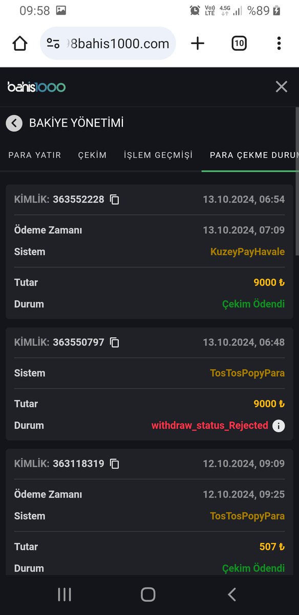 bahis1000 den 9000 tl 15 dkda banka hesabima aktarilmisir tesekurler #bahis1000