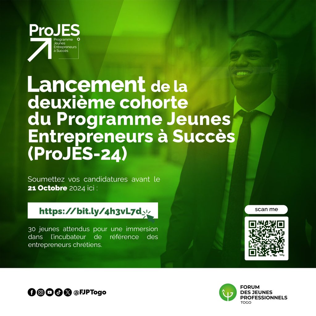 🚀 Jeunes Entrepreneurs, c'est le moment de briller ! 🌟

Nous sommes ravis d'annoncer l'ouverture des inscriptions pour notre deuxième cohorte du 𝙋𝒓𝙤𝒈𝙧𝒂𝙢𝒎𝙚 𝙅𝒆𝙪𝒏𝙚𝒔 𝑬𝙣𝒕𝙧𝒆𝙥𝒓𝙚𝒏𝙚𝒖𝙧𝒔 𝒂̀ 𝑺𝙪𝒄𝙘𝒆̀𝙨 (𝑷𝙧𝒐𝙅𝑬𝙎24)

(La suite dans les commentaires)