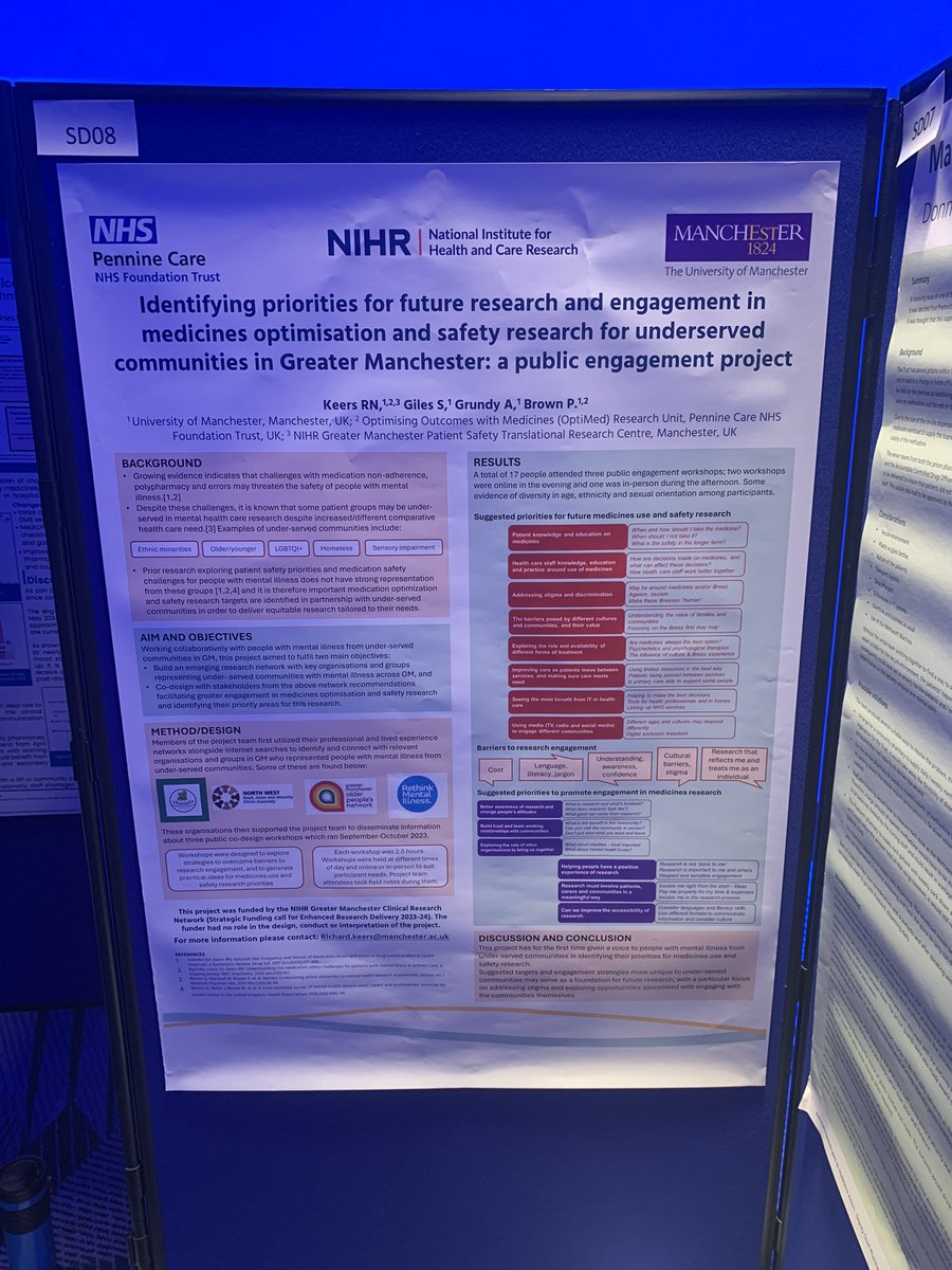 Reflecting on our <a href="/CMHPCommunity/">CMHP</a> annual conference, the learning and networking and proud that research with @RichardKeers from our  OptiMed research unit <a href="/PennineCareNHS/">Pennine Care NHS FT</a> was acknowledged alongside so much innovative work undertaken nationally by colleagues
