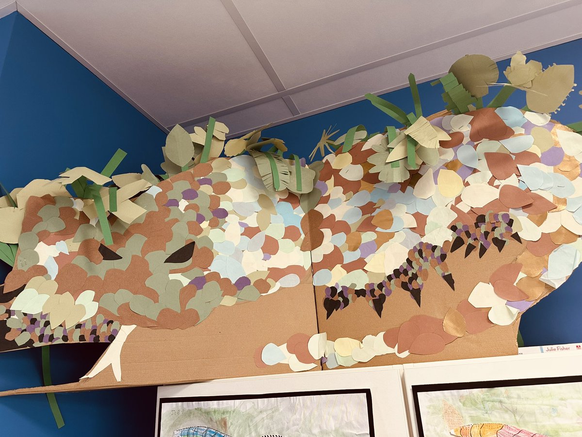 StEds_Primary's tweet photo. Our lower school is filling up with amazing artwork and wonderful writing! These examples reflect our class names, taken from our shared text ‘A Wild Child’s Guide to Endangered Animals’ by @MillieMarotta #StEdsArt #StEdsWriting https://t.co/OhwEaV4tYN