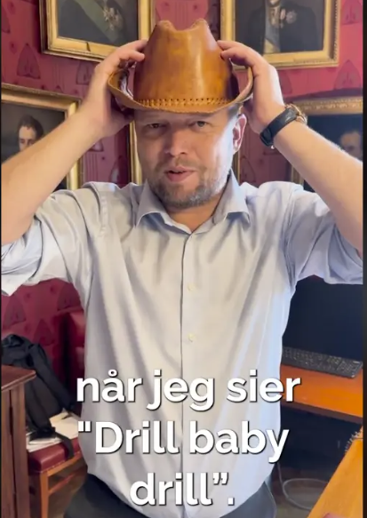 Norway’s Minister of Finance copies Sarah Palin’s 2008 slogan🙈