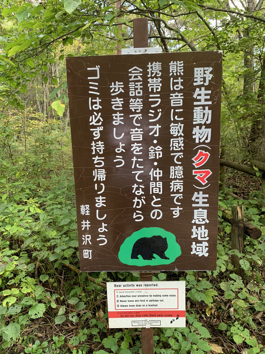 PINKMEN's tweet photo. 沢に行ったけど看板見て即リターンした。
#軽井沢  #熊出没注意⚠️ https://t.co/ZdSQcpUVyU