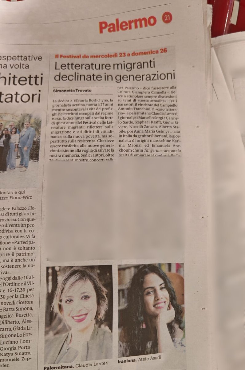 Letterature migranti declinate in generazioni: della decima edizione del Festival delle Letterature Migranti, in programma dal 23 al 26 ottobre a Palermo, scrive Simonetta Trovato sul <a href="/GDS_it/">Gds.it</a> oggi in edicola.