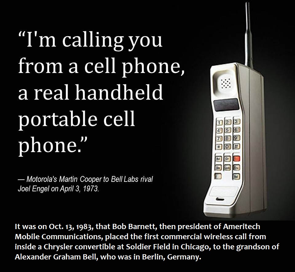 First Commercial Wireless Phone Call Made #OTD October 13, 1983.