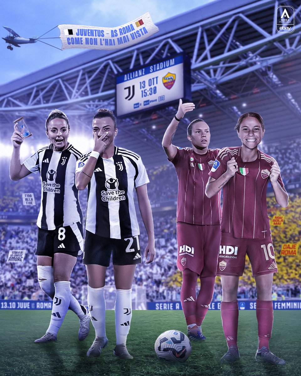L’abbiamo sognato e immaginato per intere settimane, ma oggi finisce il tempo della fantasia e inizia quello della realtà 🔥

Juventus-Roma ⚔️
Allianz Stadium 🏟️
DAZN•RAI 2•RAI PLAY 📺

𝓒𝓸𝓶𝓮 𝓷𝓸𝓷 𝓵’𝓱𝓪𝓲 𝓶𝓪𝓲 𝓿𝓲𝓼𝓽𝓪 🔥

#SerieAfemminile eBay 🇮🇹