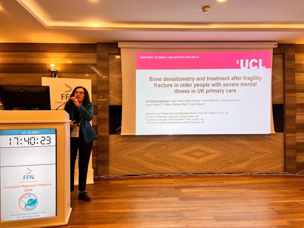 CAvgerinou's tweet image. Presented findings from our project on treatment post fragility fracture in people with severe mental illness during last session @FF_Network congress yesterday #FFN2024 @juanbazoa @DrPatriciaES @i_petersen @UCL_PCPH @NIHRSPCR