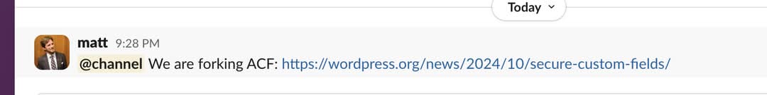 schachin's tweet image. 🔥 Matt is power drunk.
WTF? 

WP.org commandeered ACF.. 

Ie &quot;forked&quot; 

#WordPress #Automattic