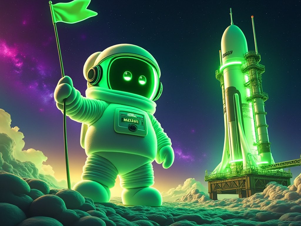 78Mart's tweet photo. @elonmusk $Fluffi suited up for Starship Flight 5 🚀💚 Changing profile pics and aiming for the stars! 🌕 Who’s ready to blast off? #MarshmallowAstronaut #NeonSpace
Imagined and made by @Grok #Grok2 #StarshipFlight5 #MoonBound https://t.co/0ajwoofKpQ