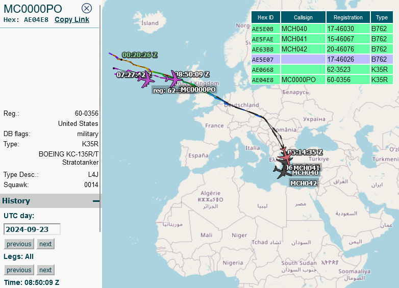 SirListenalot's tweet photo. Most of them did show up on Sep23 en route to Souda Bay. #RCH040-044, 046. Apparently they stayed there https://t.co/HsdhMfJIkq