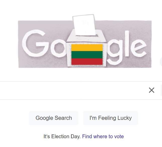 Google irgi primena ;)
Ir tas "I'm Feeling Lucky" irgi kitaip šiandien skaitosi. Ta pati google paieška va ką tik pasakė, kad tik 8 procentai pasaulio gyventojų džiaugiasi tikra demokratija. Naudokimės ja!