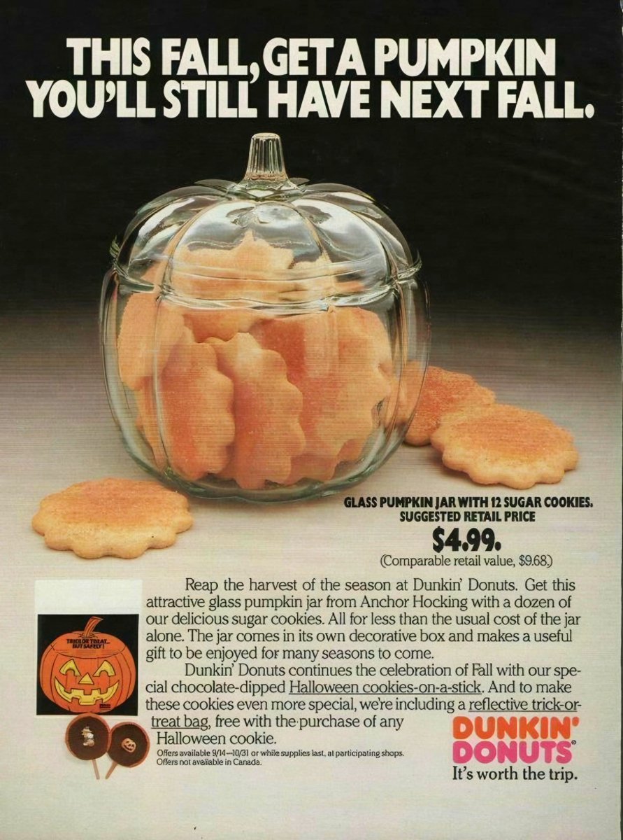 corememunlocked's tweet photo. Dunkin Donuts Halloween 1986 https://t.co/fPiZzvL2O1