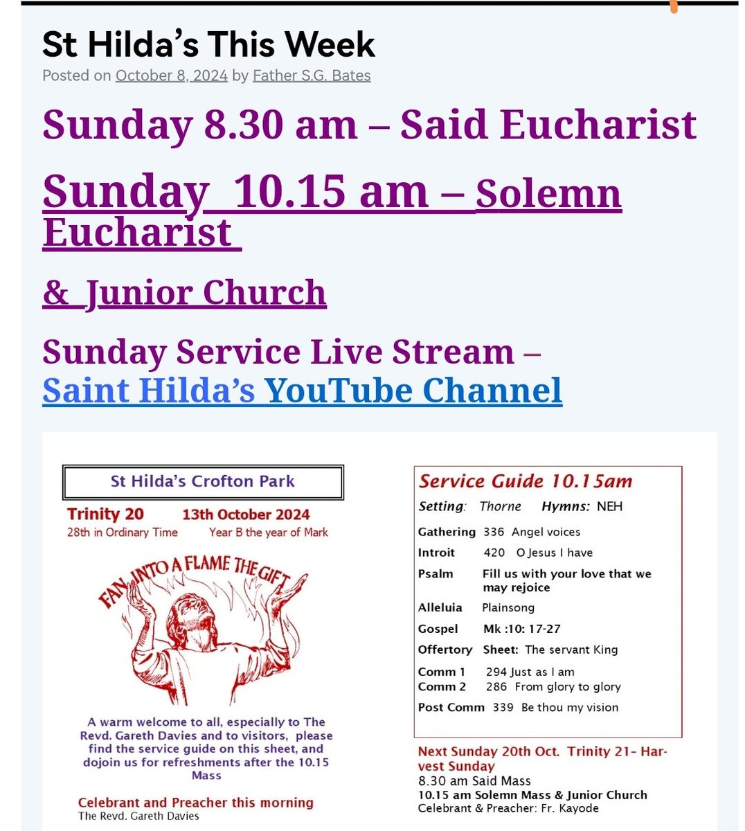 Join us today for Sunday service
 8:30am for Said Eucharist 
10:10am for Solem Eucharist and Junior Church
🙏⛪

Coffee/tea and Chat at 12noon after Mass at 10.10am
Or
Watch the 10:10am Service Live Stream on our YouTube Channel 

Mark 10: 17-27

#SundayGospel
#Trinity20ordB