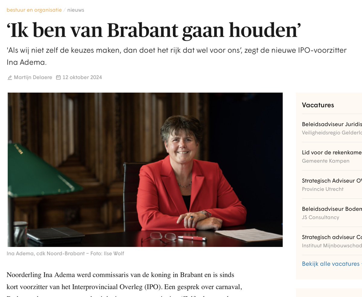 binnenlandsbestuur.nl/bestuur-en-org…  
 
Lees hier het interview wat onze voorzitter Ina Adema gaf aan <a href="/BBnieuws/">Binnenlands Bestuur</a>
